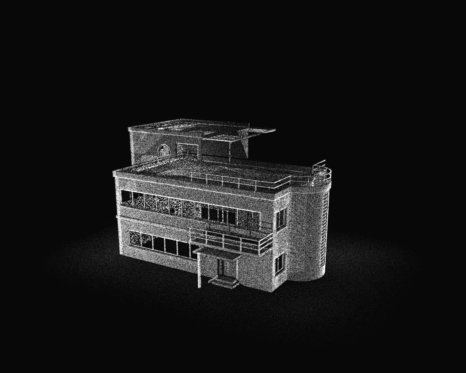 Mračno bodov funkcionalistickej vily z 3D laserového skenovania